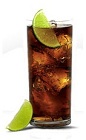 The Black & Cola drink is made from Jose Cuervo Black Tequila, Coke or Pepsi and lime wedges, and served in a highball glass.