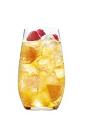 The Grand O drink is made from Grand Marnier, orange juice, club soda and seasonal fruits, and served in a highball glass.