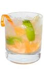 The Tangerine Caipirinha is made from cachaca, tangerine, lime and sugar, and served in an old-fashioned glass.