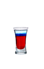 The Bastille Bomb - The Bastille Bomb shot is made from grenadine, blue curacao and Cointreau, and served in a shot glass.