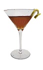 The Brandy Cassis cocktail is made from Brandy, Creme de Cassis and fresh lemon juice, and served in a cocktail glass.