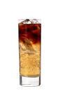 The Dark Angel drink is made from black vodka, Jaegermeister and Red Bull, and served in a highball glass.