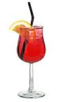 The Wine Cooler drink is made from white wine, grenadine and lemon-lime soda, and served in a wine glass.