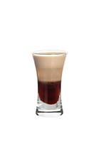 0155 Shot - The 0155 Shot is made from Kahlua, Sambucca and Baileys, and served layered in a shot glass.