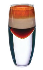 Amarula B52 Shot - The Amarula B52 shot is made by layering Kahlua coffee liqueur, Amarula cream liqueur and Grand Marnier orange liqueur in a chilled shot glass.