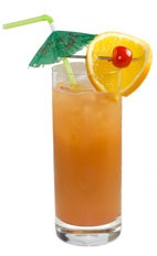 Bahama Mama - The Bahama Mama drink is made from dark rum, light rum, coconut rum, orange juice, pineapple juice and lemon juice, and served in a highball glass.