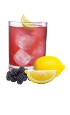 Blackberry Acai Sour - The Blackberry Acai Sour drink is made from VeeV acai spirit, Cointreau, sour mix and blackberries, and served in an old-fashioned glass.