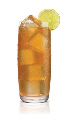 Salted Karamel Tea - The Salted Karamel Tea drink is made from Stoli Salted Karamel Vodka, peach tea and lemon juice, and served in a highball glass.