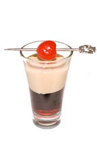 Cherry Pumpkin Shot - The Cherry Pumpkin Shot is made by layering pumpkin pie cream liqueur and cherry cherry liqueur in a chilled shot glass.