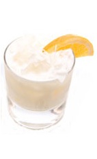 Coconut Chiller - The Coconut Chiller drink is made from Leblon Cachaca, pineapple juice and coconut cream, and served in an old-fashioned glass.