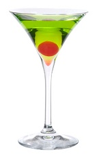 Midori Emerald Martini - The Midori Emerald Martini is made from Midori Melon Liqueur, SKYY Vodka and fresh lime juice, and served in a cocktail glass.