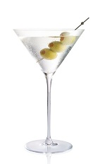 Filthy Dirty Martini - The Filthy Dirty Martini is made from Stoli vodka and olive juice, and served in a chilled cocktail glass.