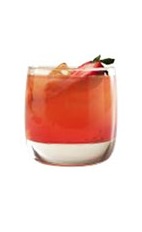 Grand Orange Berry - The Grand Orange Berry drink is made from Grand Marnier, orange juice, grenadine and a strawberry, and served in an old-fashioned glass.