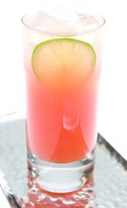 Guava Sing Song - The Guava Sing Song drink is made from cachaca, guava juice, lime juice and simple syrup, and served in a highball glass.