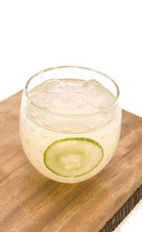 Hot Brazilian - The Hot Brazilian drink is made from cachaca, ginger, pepper, lime juice, cucumber and jalapeno, and served in an old-fashioned glass.