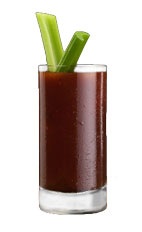 Jager Mary - The Jager Mary drink is made from Jagermeister and bloody mary mix, and served in a highball glass.