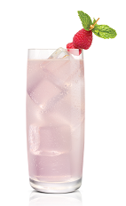 Sweet Tart Koko - The Sweet Tart Koko drink is made from Stoli Chocolat Kokonut vodka, raspberries, lime juice and simple syrup, and served in a highball glass.