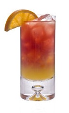 Leblon Breeze - The Leblon Breeze drink is made from cachaca, pinapple juice and cranberry juice, and served in a highball glass.