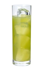 Pomidori - The Pomidori drink is made from Midori melon liqueur and apple juice, and served in a collins glass.