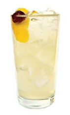 Rob Collins - The Rob Collins is made from gin, St-Germain elderflower liqueur, lemon juice and club soda, and served in a highball glass.