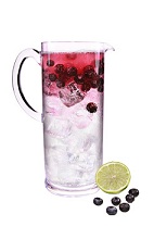 Superfruit Soda Pitcher - The Superfruit Soda Pitcher is made from VeeV acai spirit, club soda, lime juice and frozen blueberries, and served in a pitcher. This recipe makes 6 servings.