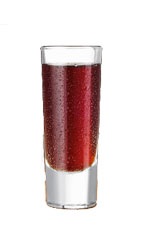 The Redhead - The Redhead shot is made from Jagermeister, peach schnapps and cranberry juice, and served in a shot glass.