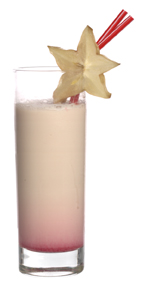 Absolut Candy Punch - The Absolut Candy Punch drink is made from Absolut Mandrin, Bailey's Irish Cream, Arrak, grenadine and milk, and served in a highball glass.