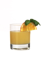 Agent Orange 1 - This version of the Agent Orange drink is made from vodka, Mandarine Napoleon, Cointreau and orange juice, and served in an old-fashioned glass.
