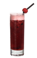 Big Appleberry - The Big Appleberry drink is made from cognac, red currant berries, green seedless grapes, blackberries, syrup and apple juice, and served in a highball glass.
