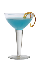 Blue Bird - The Blue Bird cocktail is made from blue curacao, gin, fresh lemon juice and orgeat syrup, and served in a cocktail glass.