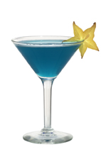 Brid - The Brid cocktail is made from gin, blue curacao, lemon juice and egg white, and served in a cocktail glass.