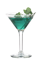 Madonna - The Madonna cocktail is made from vodka, peach liqueur, kiwi liqueur and blue curacao, and served in a cocktail glass.