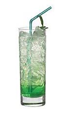 Green Heaven - The Green Heaven drink is made from vodka, Pisang Ambon and lemon-lime soda, and served in a highball glass.
