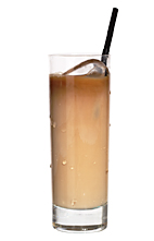 Mexican icepresso - The Mexican Icepresso drink is made from tequila, Licor 43, espresso, sugar syrup and cold milk, and served in a highball glass.