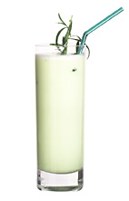 Mid summer - The Mid Summer drink is made from Midori melon liqueur and cold milk, and served in a highball glass.