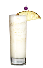Pineapple Zmoothie - The Pineapple Zmoothie drink is made from Sourz Pineapple, milk, fresh pineapple and crushed ice, and served in a highball glass.