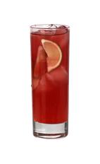 Red Rush - The Red Rush drink is made from vodka, Passoa, cranberry juice, lime and bitter lemon, and served in a highball glass.