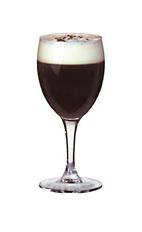 Saint Brendans Irish Coffee - The Saint Brendans Irish Coffee drink is made from Irish Cream (Saint Brendan's) and fresh coffee, and served in a white wine glass.