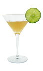 The After Dinner Cocktail is made from Apricot Brandy, Triple sec and lime juice, and served in a cocktail glass.