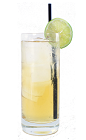 The Apple Fizz is made from Apple Brandy, apple juice, fresh lime juice and club soda, and served in a chilled highball glass.