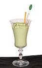 The Avocado Delight drink is made from Cointreau, avocado, half-and-half, lime juice, crushed ice and sugar, and served in a parfait glass.