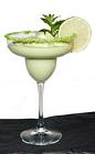 The Bajarita drink is made from tequila, avocado, half-and-half and lime juice, and served in a chilled sugar-rimmed margarita glass.