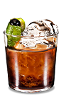 The Lime Black Russian is a modern variation of the classic Black Russian drink, made from Kahlua coffee liqueur, vodka and lime, and served in an old-fashioned glass.