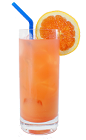 The Blood Orange is made from vodka, Campari and orange juice, and served in a highball glass.