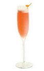 The Bois de Rose cocktail is made from gin, St-Germain elderflower liqueur, Aperol, lemon juice and chilled champagne, and served in a chilled champagne flute.