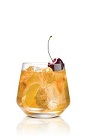 The Burnt Karamel drink is made from Stoli Salted Karamel Vodka, brown sugar simple syrup, orange slices and bourbon-soaked cherries, and served in an old-fashioned glass.