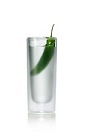 The Hot Shot is made from Stoli Hot Jalapeno Vodka and a jalapeno pepper, and served in a chilled shot glass.