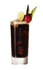 The Jager & Coke drink is made from Jagermeister and Coca-Cola, and served in a highball glass.