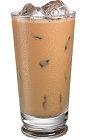 The Kahlua Cafe con Leche drink is made from Kahlua coffee liqueur, espresso and half-and-half, and served in a highball glass.
