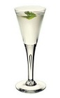 The Left Bank Martini is made from gin, St-Germain elderflower liqueur and white wine, and served in a chilled cocktail glass.